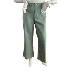 Flare Leg Anniewear Raw Hem Jeans Green 3XL
